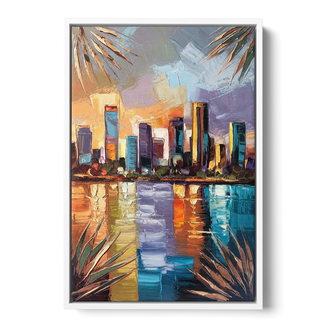 Tampa Downtown Harbor Front - White Canvas Wall Art