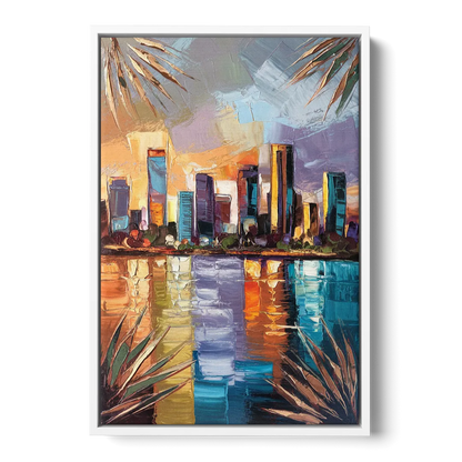 Tampa Downtown Harbor Front - White Canvas Wall Art