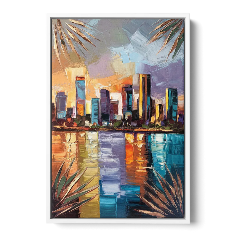 Tampa Downtown Harbor Front - White Canvas Wall Art
