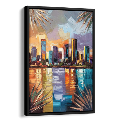 Tampa Downtown Harbor Side - Black Canvas Wall Art