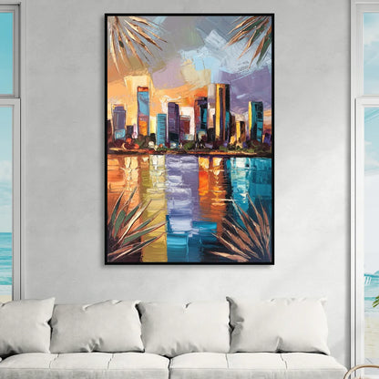 Tampa Downtown Harbor Living Room - Black Canvas Wall Art