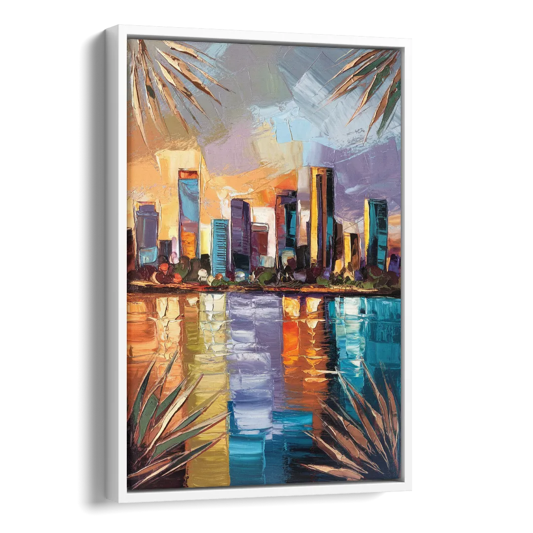 Tampa Downtown Harbor Side - White Canvas Wall Art