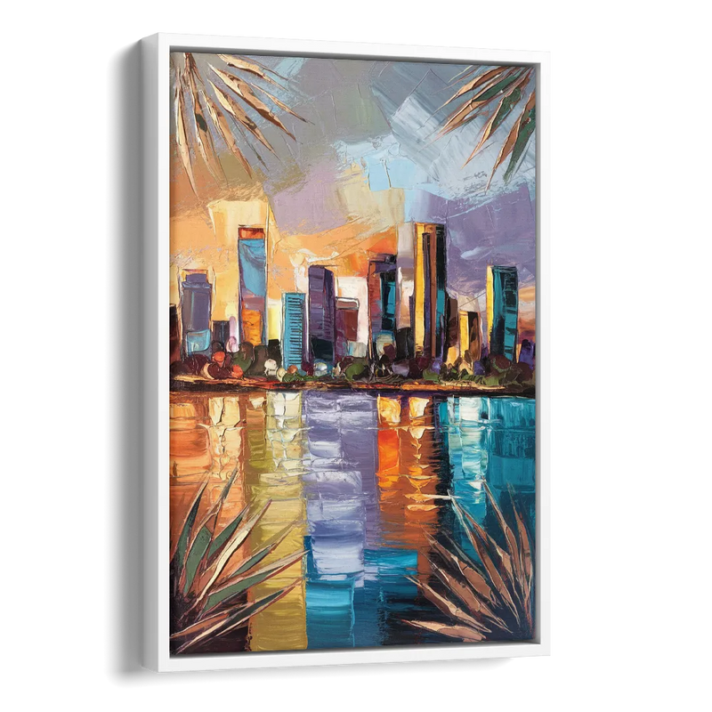 Tampa Downtown Harbor Side - White Canvas Wall Art
