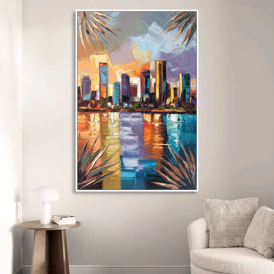 Tampa Downtown Harbor Sitting Room - White Canvas Wall Art