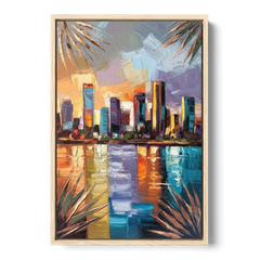 Tampa Downtown Harbor - Oak Framed Canvas Wall Art - Front