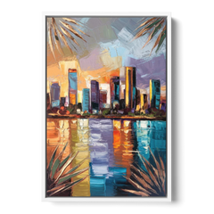 Tampa Downtown Harbor - White Framed Canvas Wall Art - Front