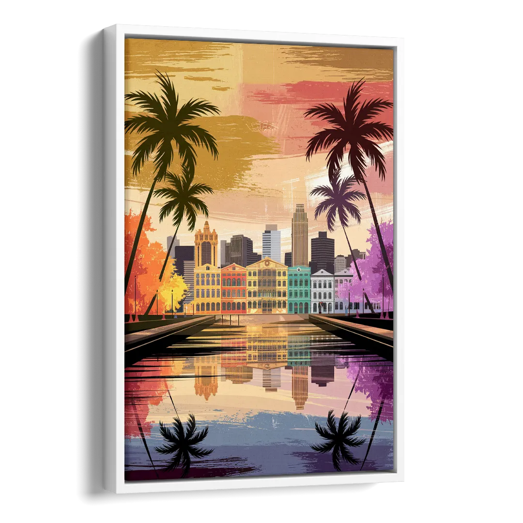 Tampa Historic Ybor City Side - White Canvas Wall Art