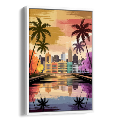 Tampa Historic Ybor City Side - White Canvas Wall Art