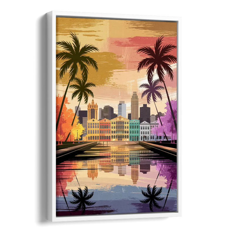 Tampa Historic Ybor City Side - White Canvas Wall Art