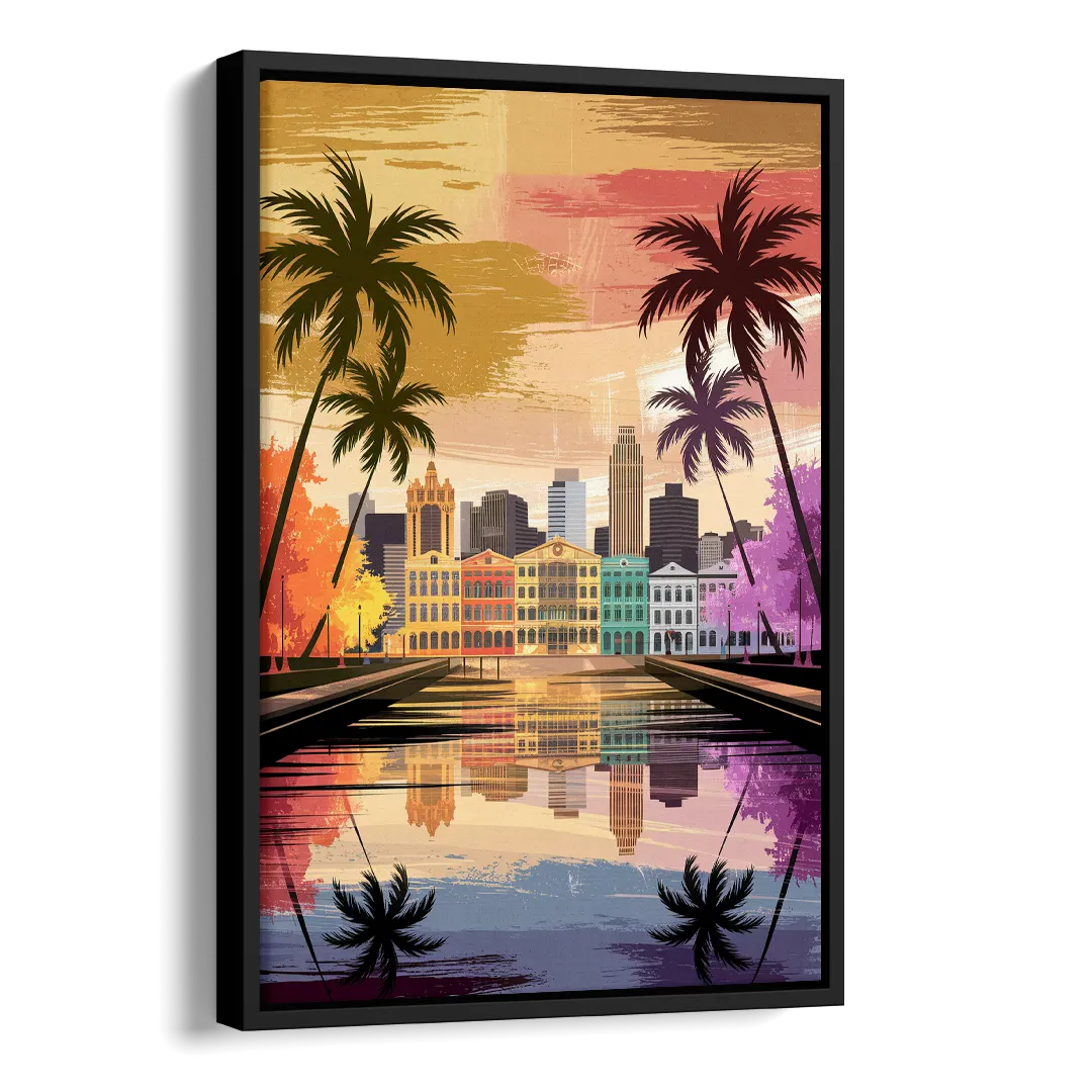 Tampa Historic Ybor City Side - Black Canvas Wall Art