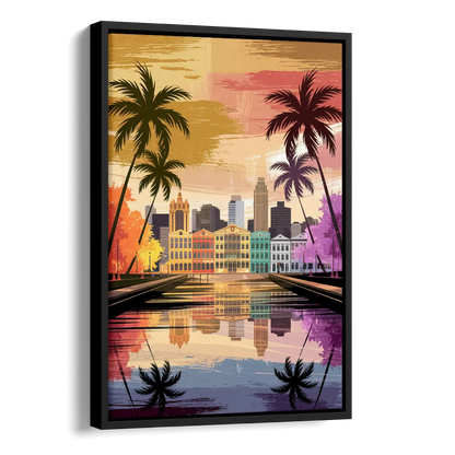 Tampa Historic Ybor City Side - Black Canvas Wall Art