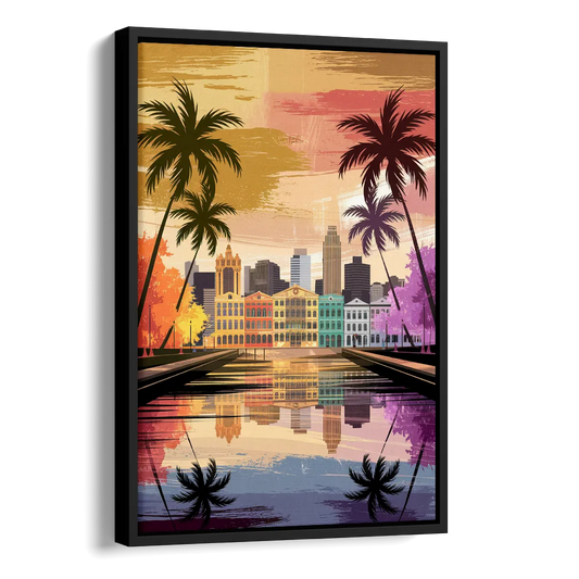 Tampa Historic Ybor City Side - Black Canvas Wall Art