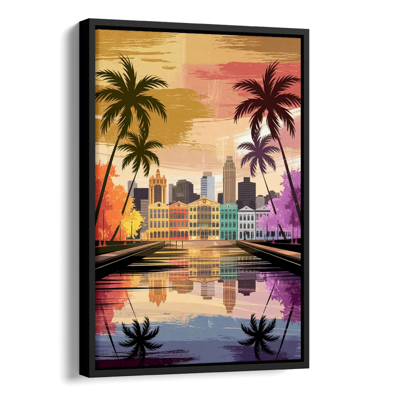 Tampa Historic Ybor City Side - Black Canvas Wall Art