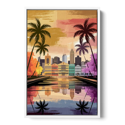 Tampa Historic Ybor City Front - White Canvas Wall Art