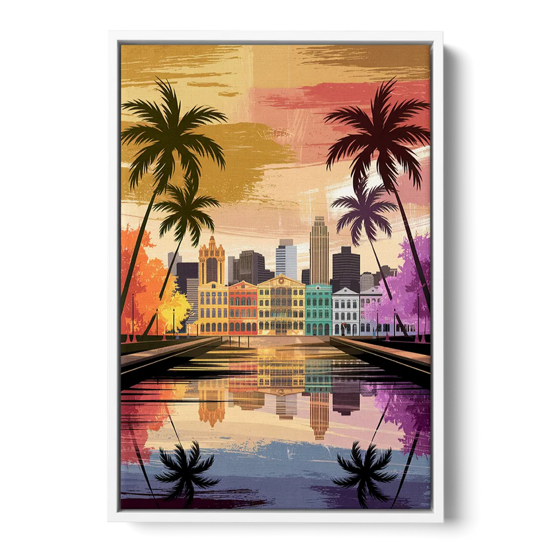 Tampa Historic Ybor City Front - White Canvas Wall Art