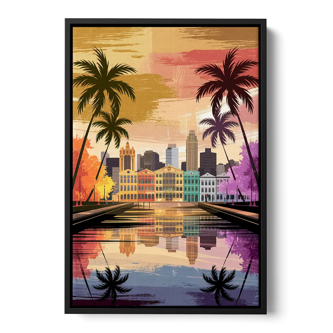 Tampa Historic Ybor City Front - Black Canvas Wall Art