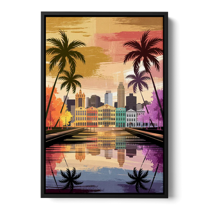 Tampa Historic Ybor City Front - Black Canvas Wall Art