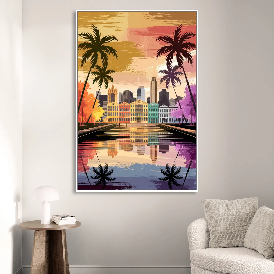 Tampa Historic Ybor City Living Room - White Canvas Wall Art