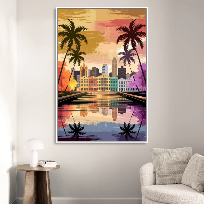 Tampa Historic Ybor City Living Room - White Canvas Wall Art