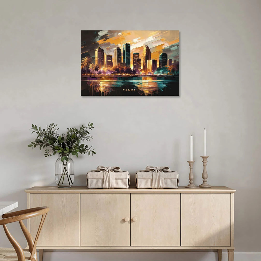 Tampa Modern Downtown View - Canvas Wall Art - Coffee Table - 36x24