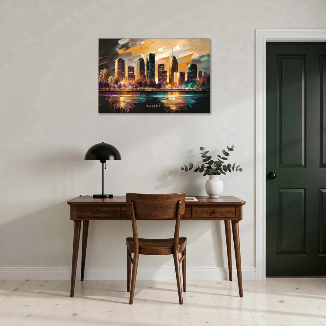 Tampa Modern Downtown View - Canvas Wall Art - Office - 36x24