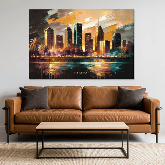 Tampa Modern Downtown View - Canvas Wall Art - Sofa - 60x40