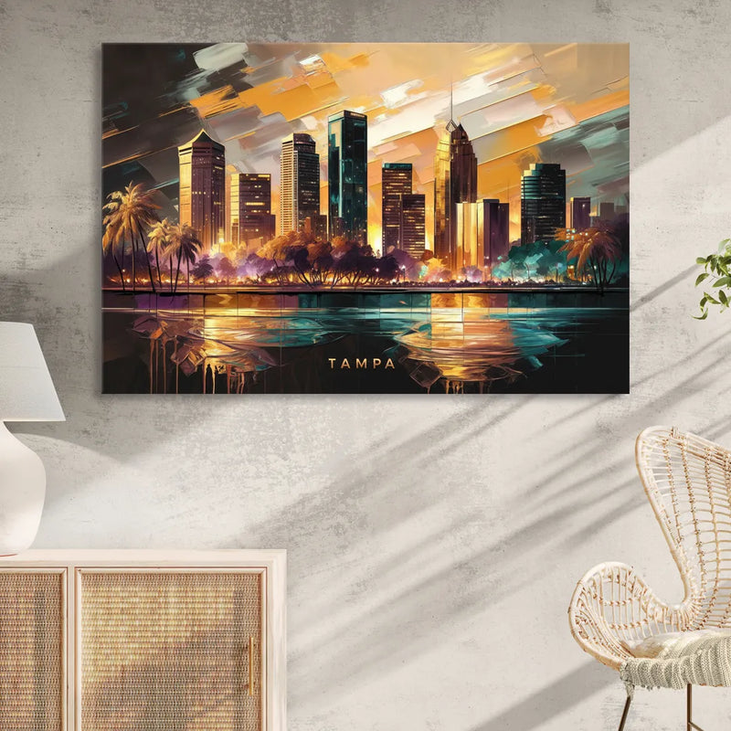 Tampa Modern Downtown View Sitting Room - Canvas Wall Art