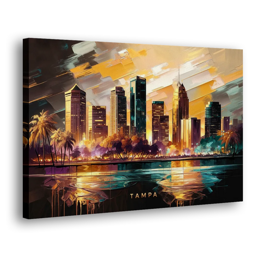 Tampa Modern Downtown View Side - Canvas Wall Art