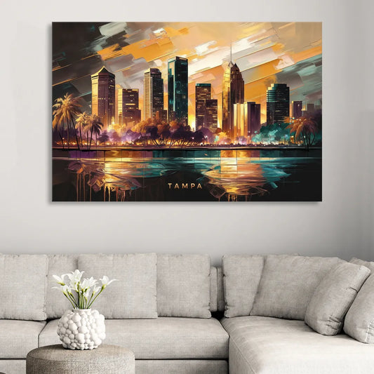 Tampa Modern Downtown View Living Room - Canvas Wall Art