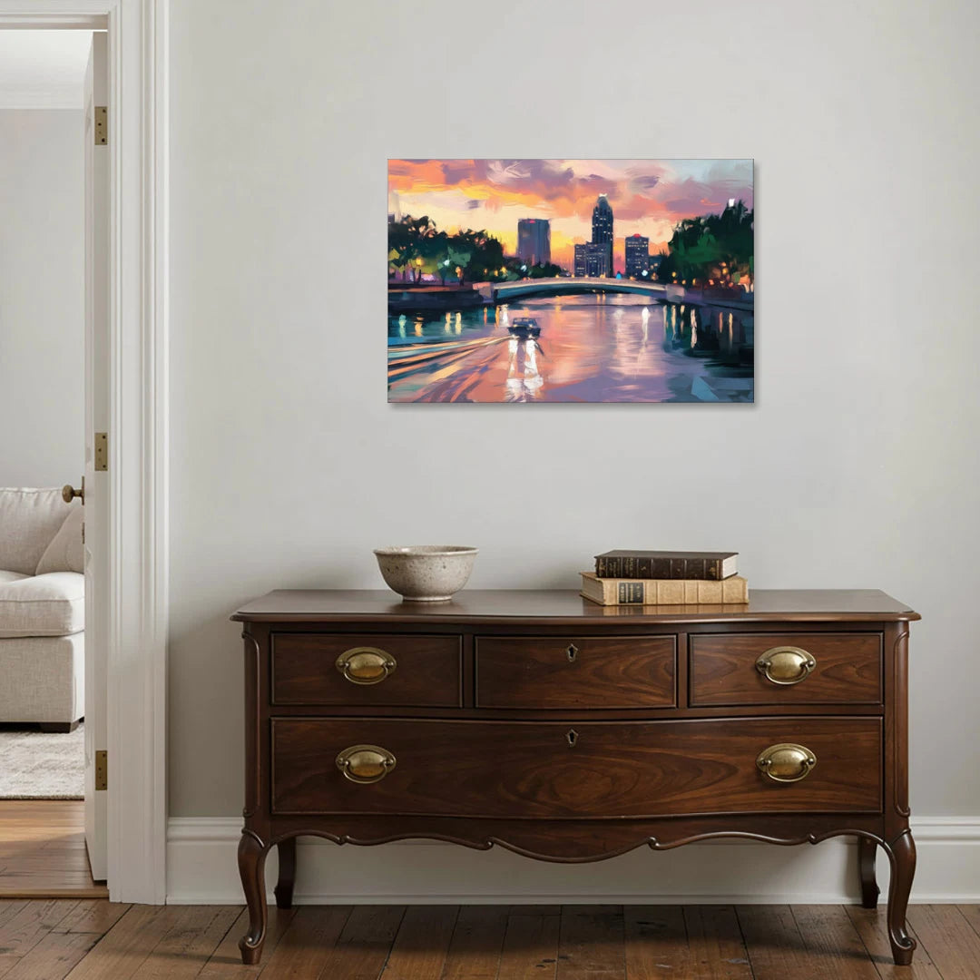 Tampa Riverwalk Evening Glow - Canvas Wall Art - Coffee Table - 36x24