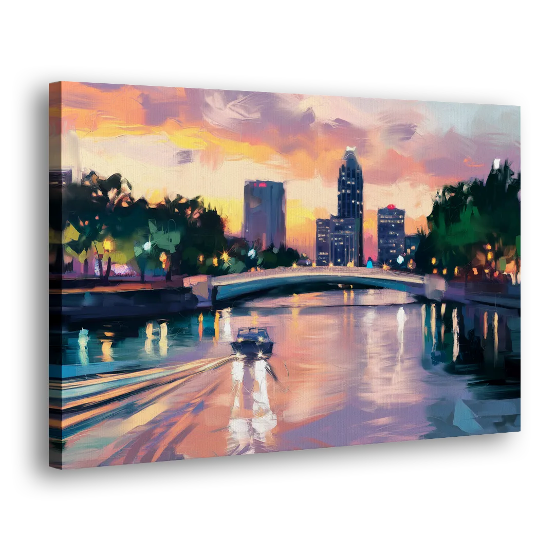Tampa Riverwalk Evening Glow Side - Canvas Wall Art
