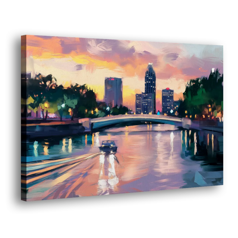 Tampa Riverwalk Evening Glow - Canvas Wall Art