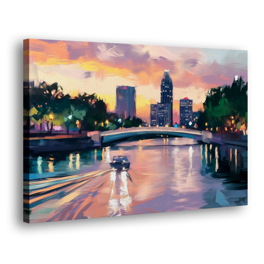 Tampa Riverwalk Evening Glow Side - Canvas Wall Art