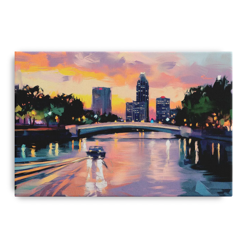 Tampa Riverwalk Evening Glow Front - Canvas Wall Art