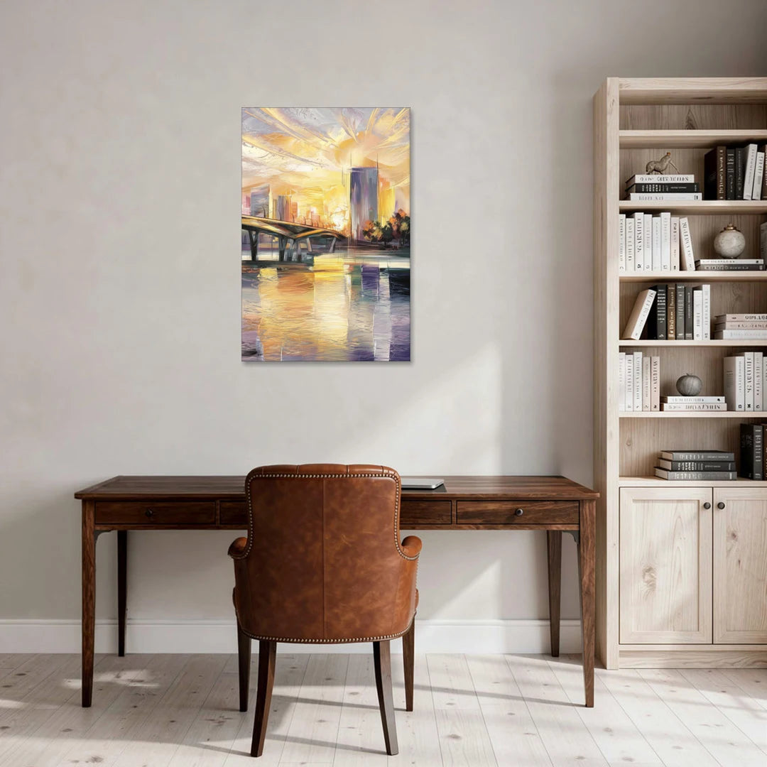 Tampa Riverwalk Sunrise - Canvas Wall Art - Office - 24x36