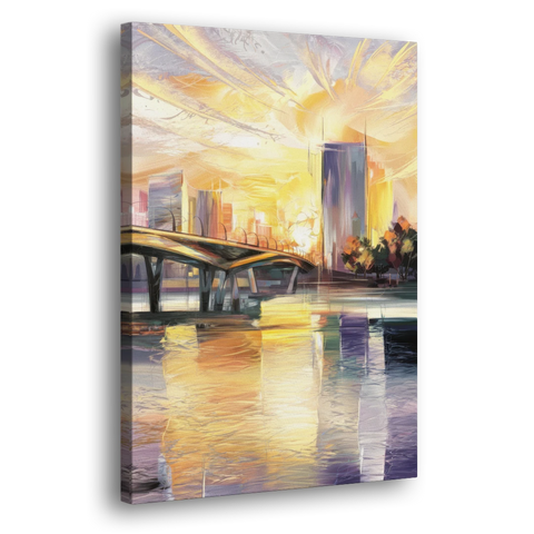 Tampa Riverwalk Sunrise - Canvas Wall Art - Side