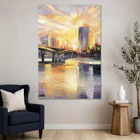 Tampa Riverwalk Sunrise - Canvas Wall Art - Sofa - 40x60