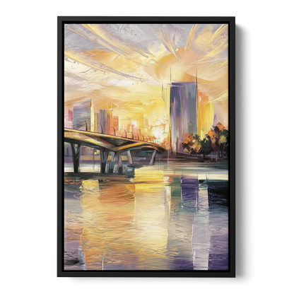 Tampa Riverwalk Sunrise Front - Black Canvas Wall Art