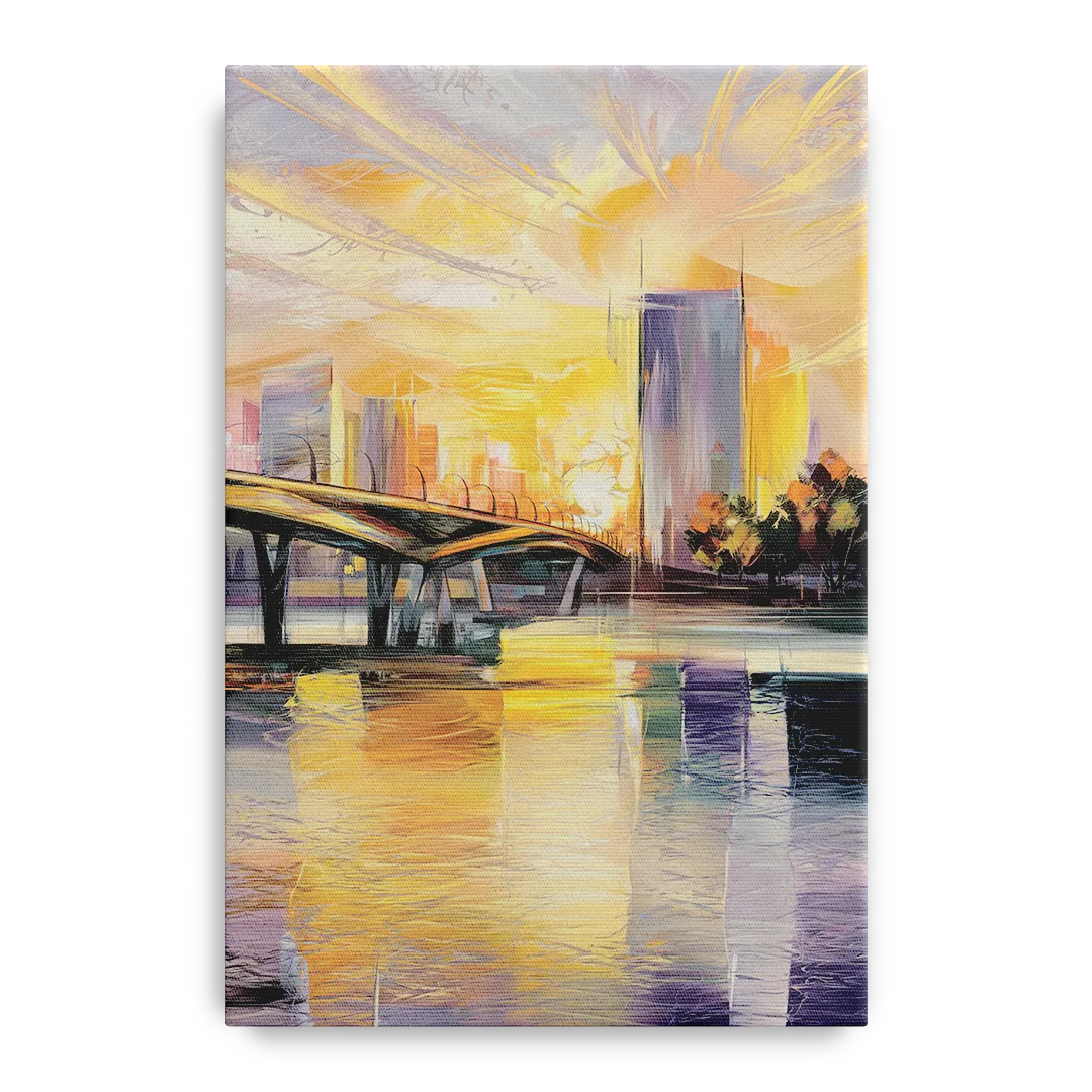 Tampa Riverwalk Sunrise Front - Canvas Wall Art