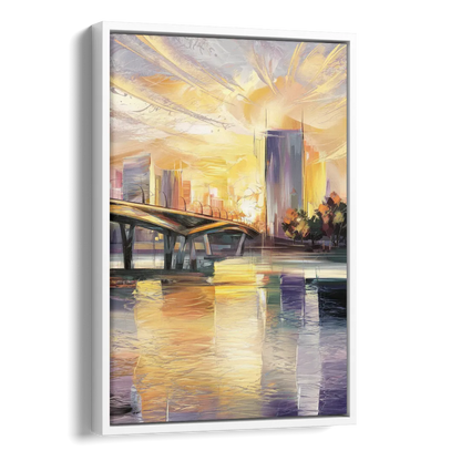 Tampa Riverwalk Sunrise Side - White Canvas Wall Art
