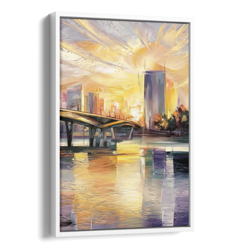 Tampa Riverwalk Sunrise Side - White Canvas Wall Art
