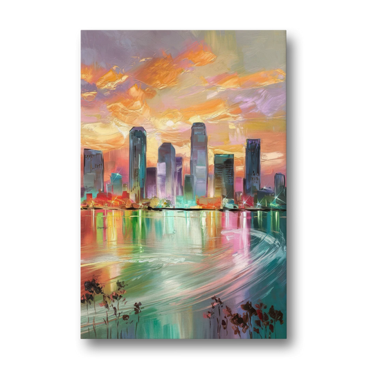 Tampa Skyline at Sunset - Canvas Wall Art - Front