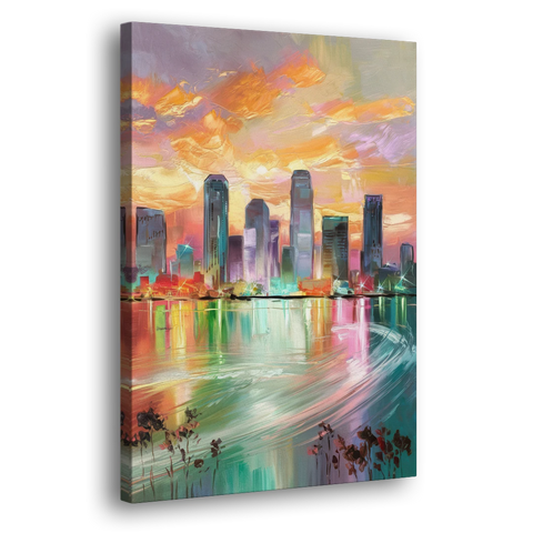 Tampa Skyline at Sunset - Canvas Wall Art - Side