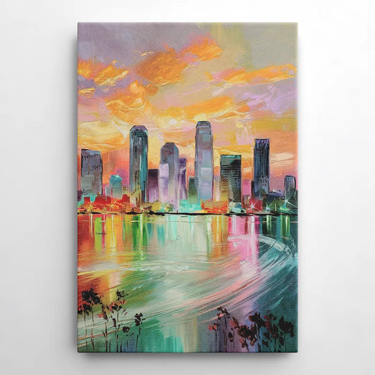 Tampa Skyline at Sunset - Canvas Wall Art