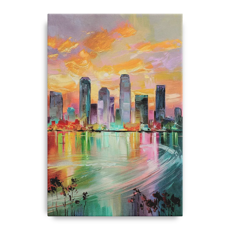 Tampa Skyline at Sunset Front - Canvas Wall Art