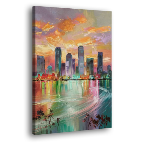 Tampa Skyline at Sunset - Canvas Wall Art
