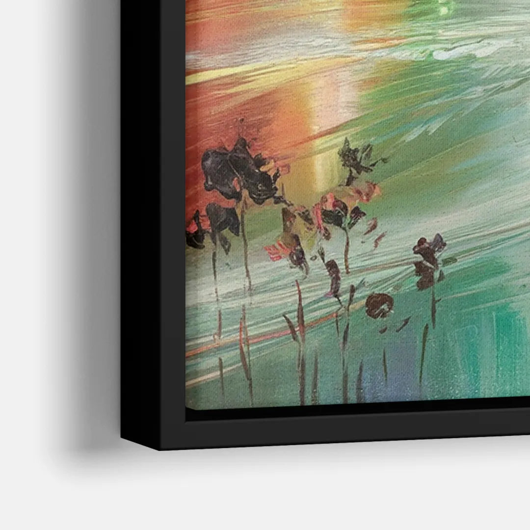 Tampa Skyline at Sunset - Close-Up Black Frame Canvas