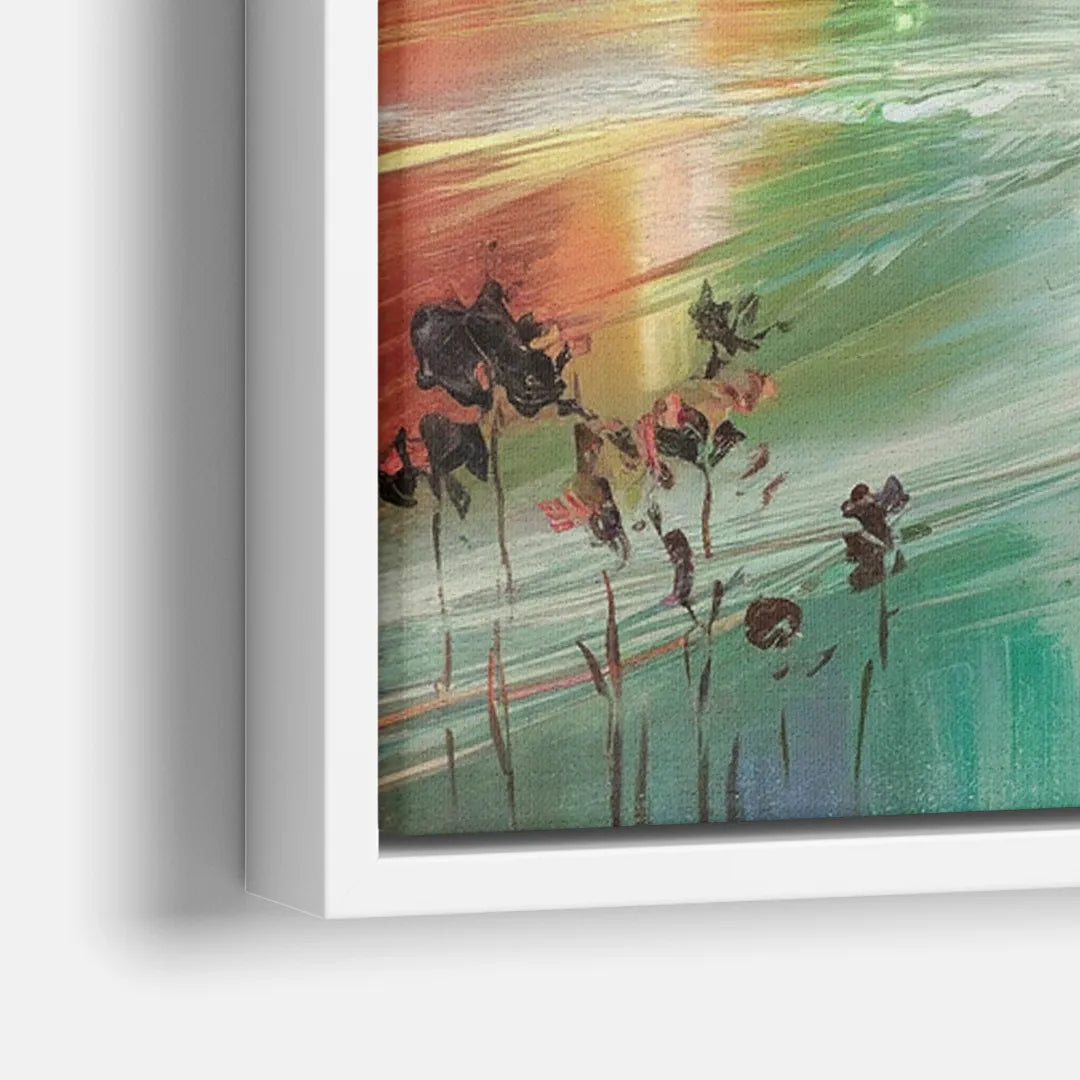 Tampa Skyline at Sunset - Close-Up White Frame Canvas