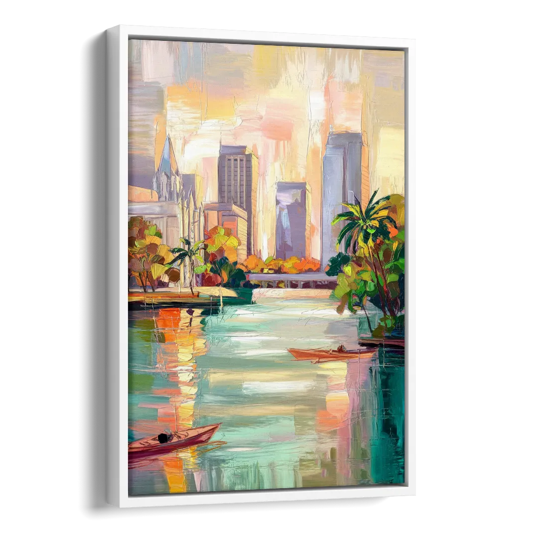 Tampa University Campus Vibes Side - White Canvas Wall Art