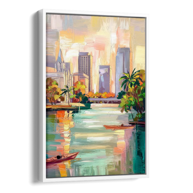 Tampa University Campus Vibes Side - White Canvas Wall Art